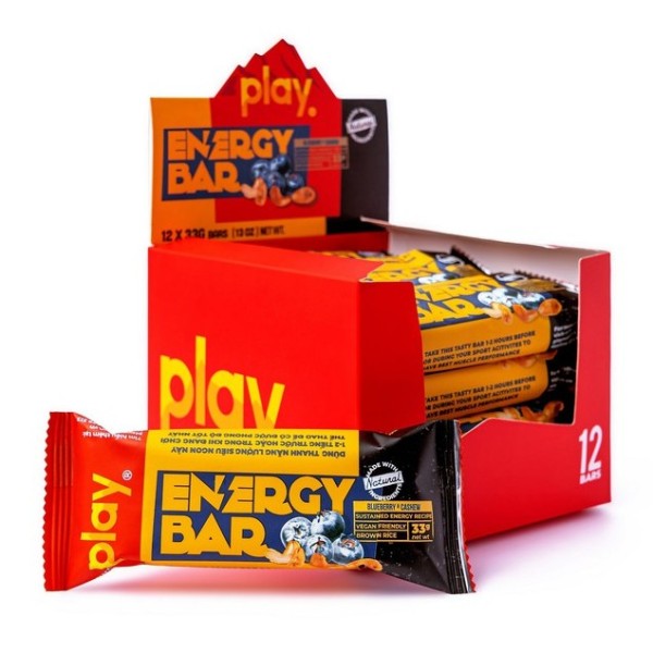 Thanh Năng Lượng [FREESHIP] Thanh Ngũ Cốc Giảm Cân - Bánh Thuần Chay Play Energy Bar Vị Việt Quất Hạt Điều 33Gr SP2