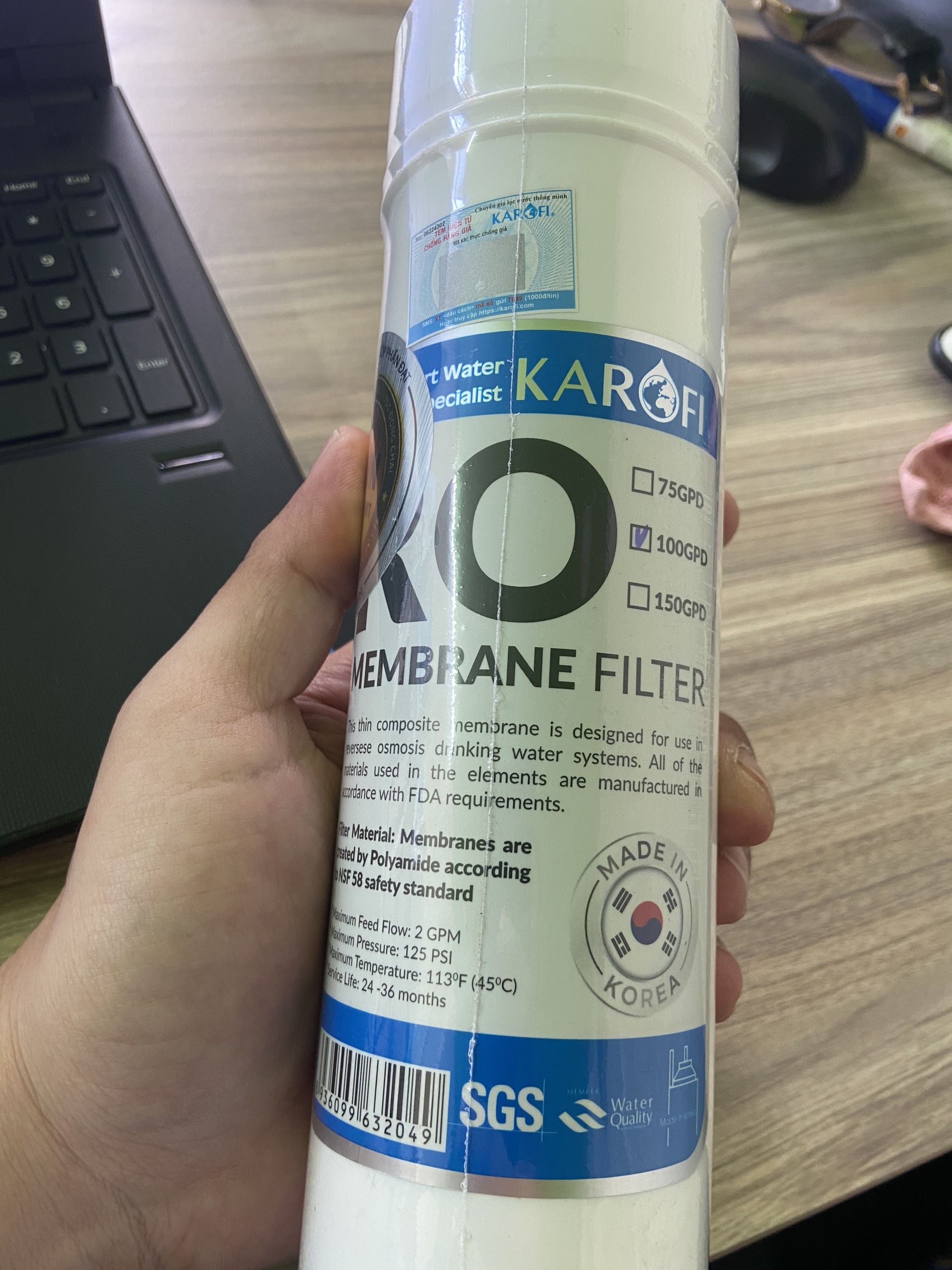 Lõi lọc số 4 Karofi - Màng RO 100GPD Hàn Quốc