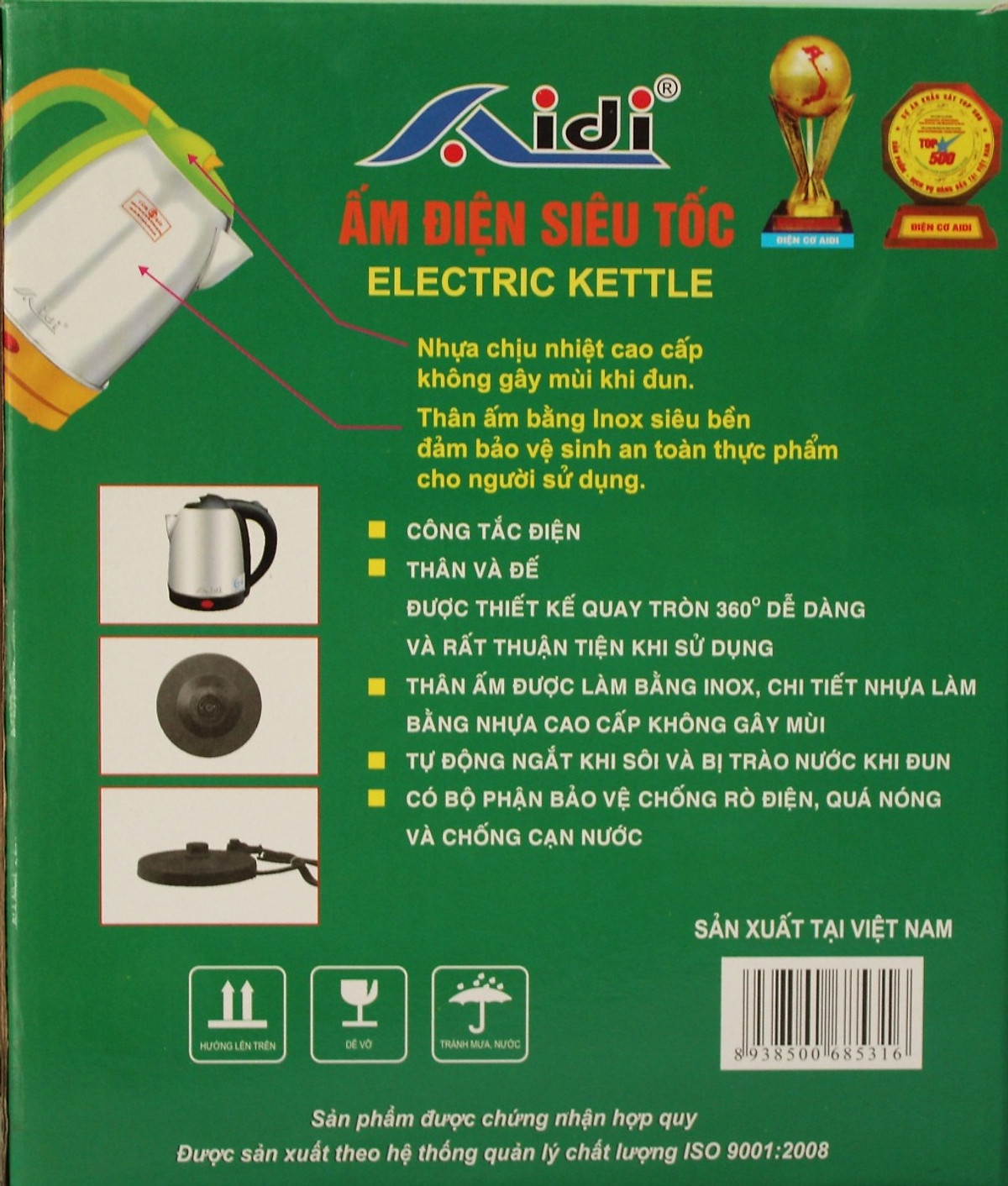 Bình ấm điện siêu tốc Aidi 1,8L