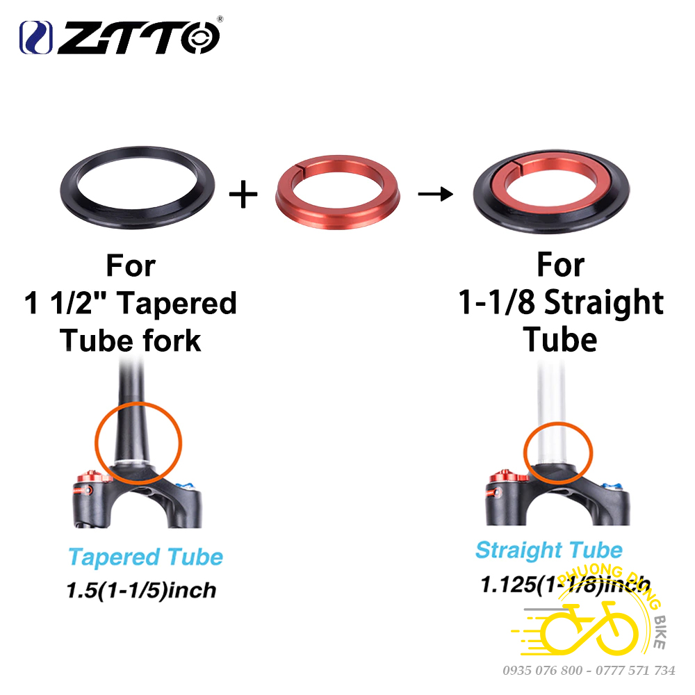 Chén cổ bát phốt thả bạc đạn xe đạp ZiTTO 42/52mm