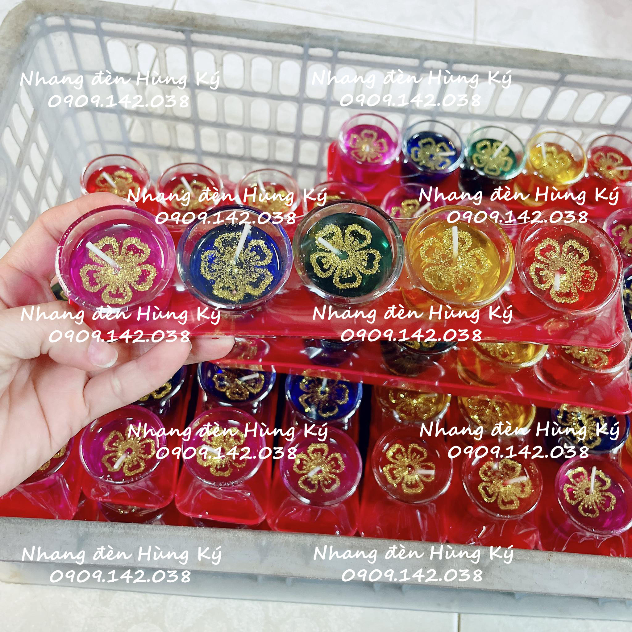 Đèn ly 5 màu cúng thần tài