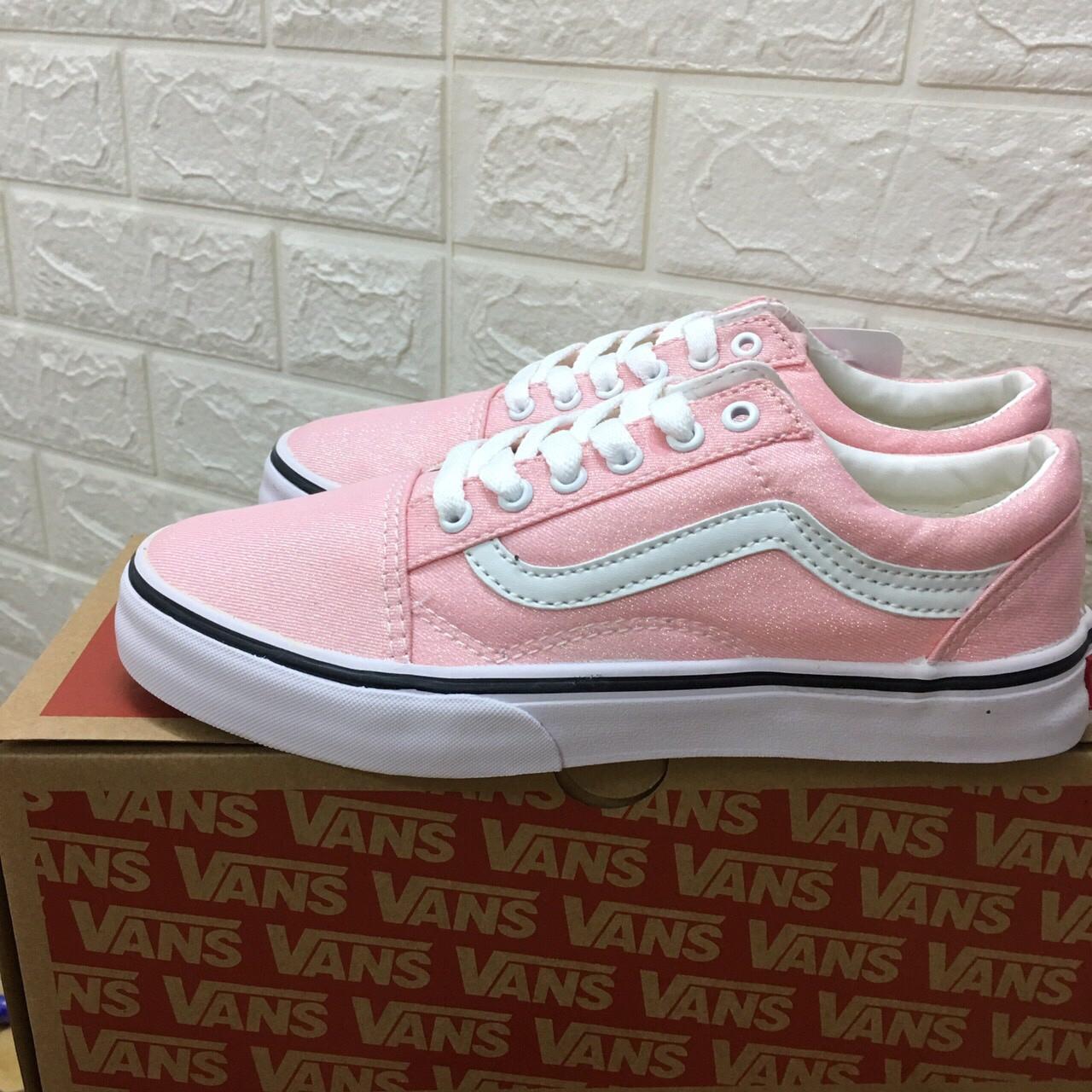 [SALE SỐC-TẶNG HỘP-NƯỚC LAU GIÀY] Giày vanz_old skool hồng óng ánh