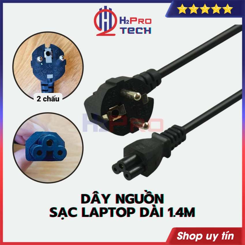 Dây nguồn laptop dài 1.4m loại tốt đầu cắm 2 chấu, dây nguồn dành cho các dòng sạc laptop - h2pro tech