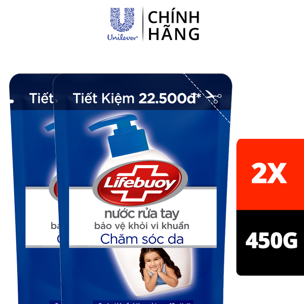 [Dự kiến giao hàng ở HCM bị chậm do dịch] -  Combo 2 Nước rửa tay Lifebuoy 450g Chăm sóc da giúp dưỡng ẩm mềm mại và bảo vệ khỏi 99.9% vi khuẩn trên tay