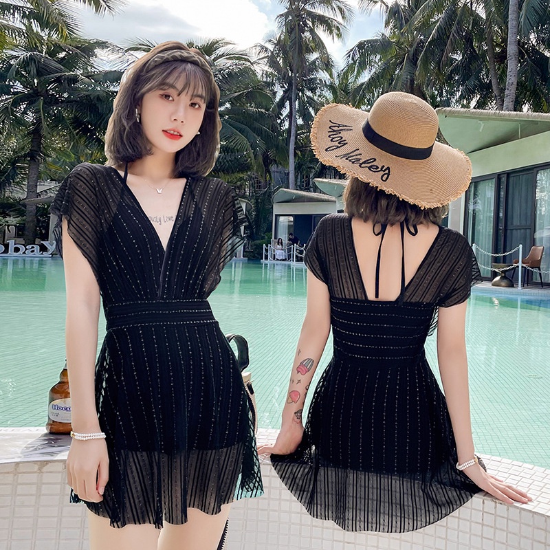 Đồ bơi nữ một mảnh kín đáo giấu bụng - bikini áo tắm váy bơi đẹp-đồ bơi nữ bikini áo tắm dạng váy đi biển giấu bụng cho người béo bụng