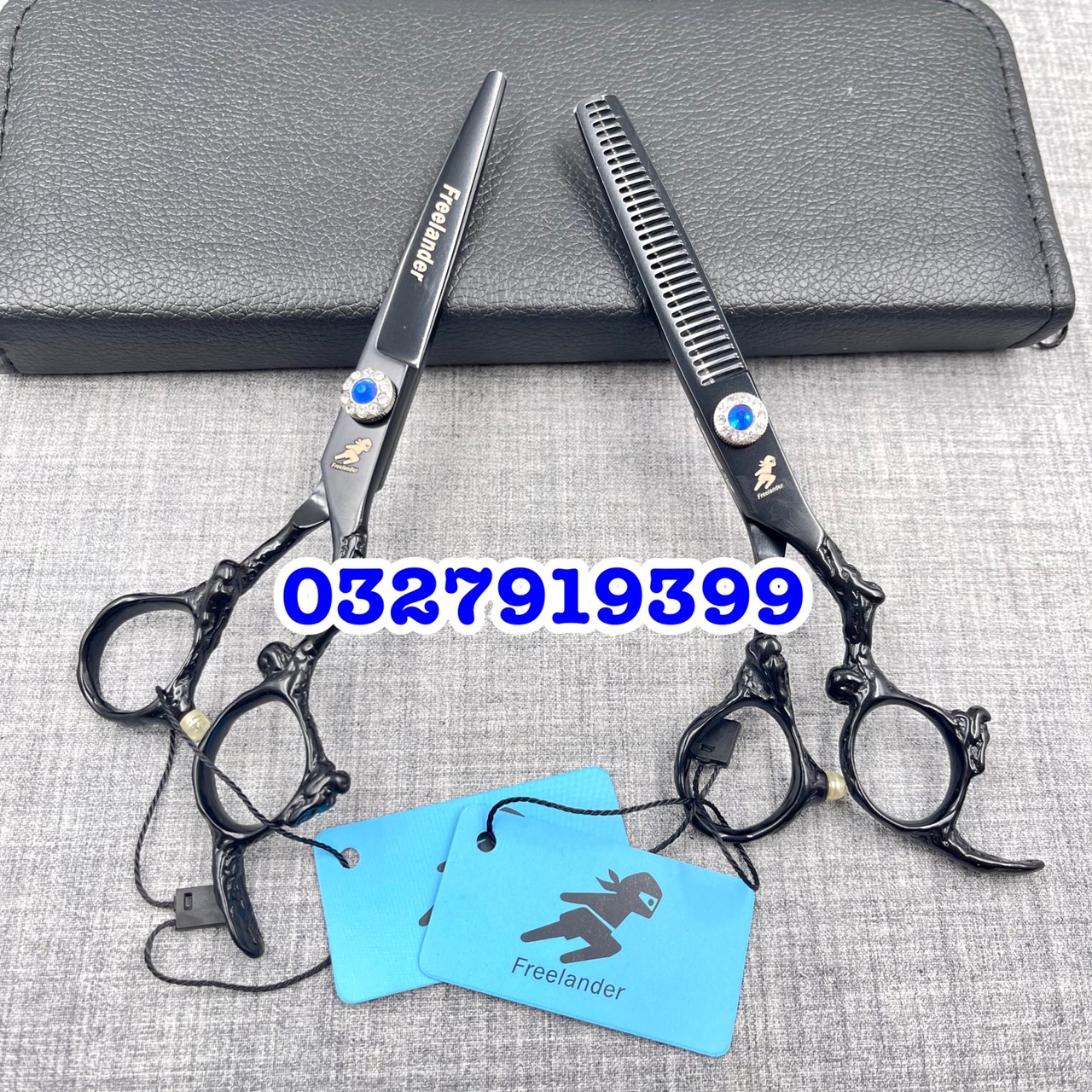 Freelander Kéo Cắt Tóc Nhật 6.0 Inch Fld Rồng Đen Thép S440C Độ Cứng Trên 62HRC Kèm Bao Da Chất Lượng Cao