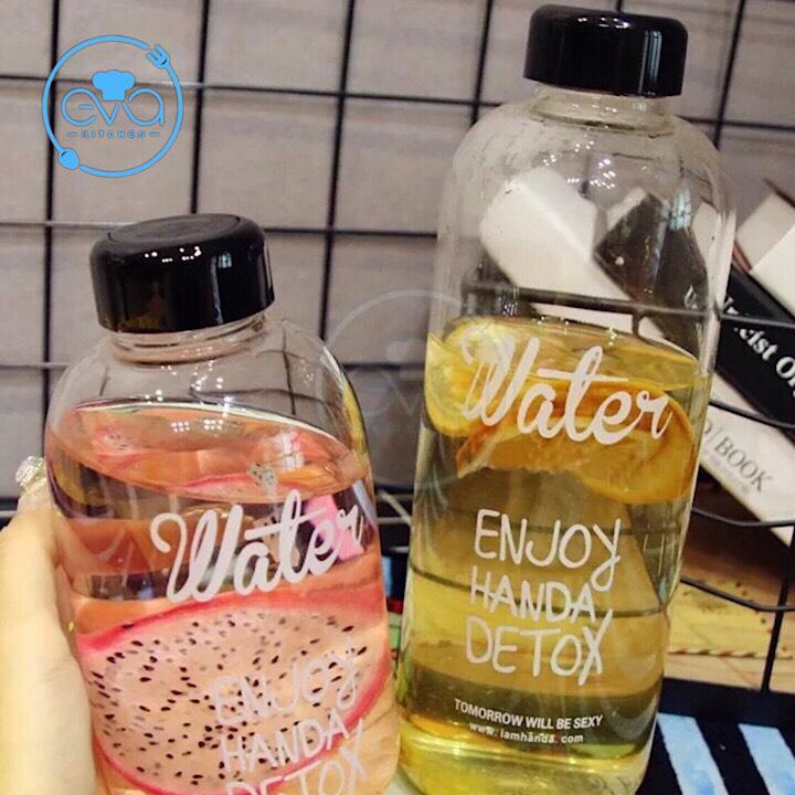 [HCM]Combo 2 Bình Đựng Nước Thuỷ Tinh Detox 1000 Ml Và 600 Ml