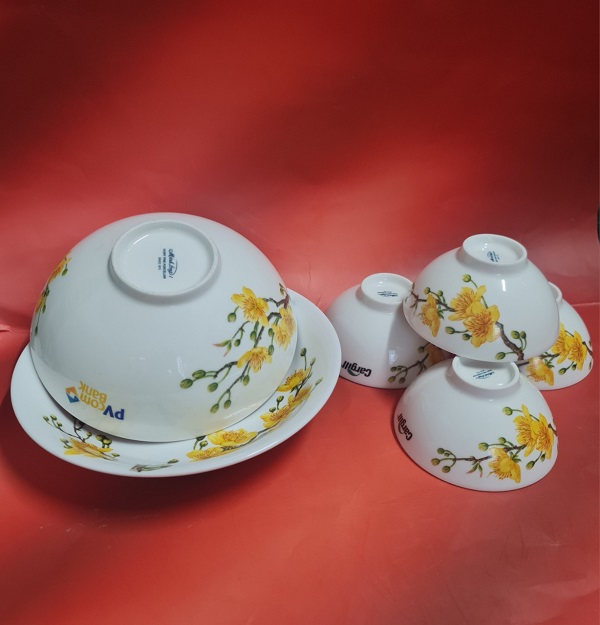 Tô chén dĩa hoa mai sứ minh long - bộ bàn ăn hoa mai sứ minh long