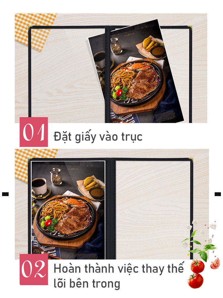 *Chất lượng rất tốt*Bìa menu trang 4/6/8 Kích thước A4 Đa dụng cụ