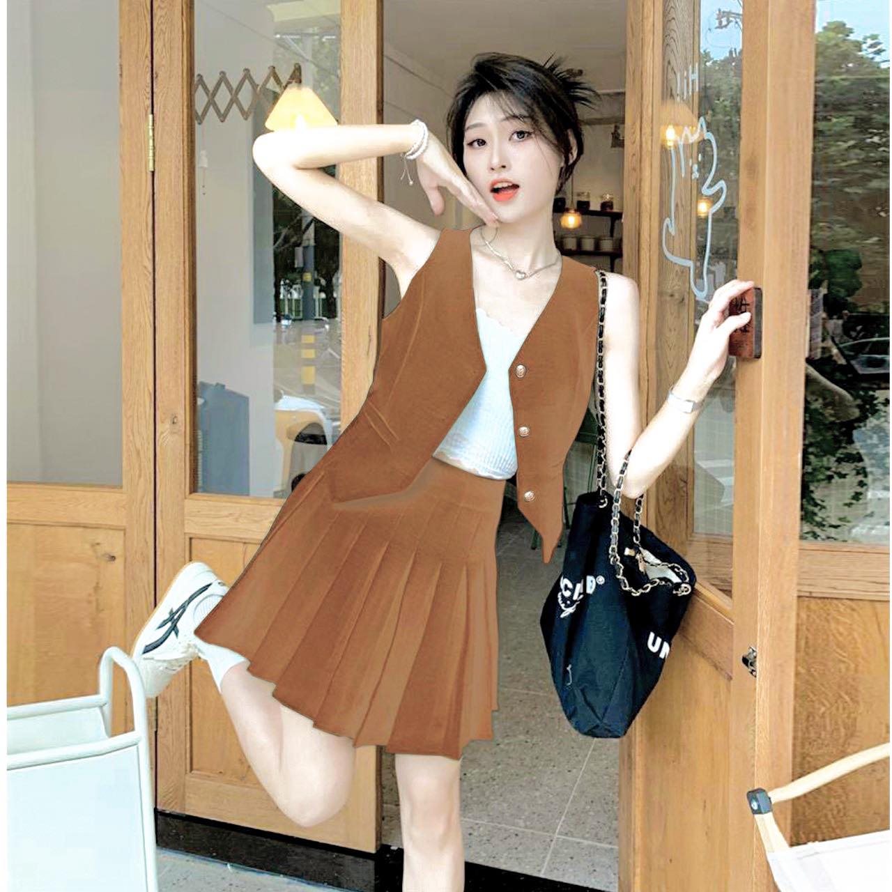 [HCM]SET GHI LÊ QUẦN SHORT VÁY LƯNG THUN ÁO SÁT NÁCH