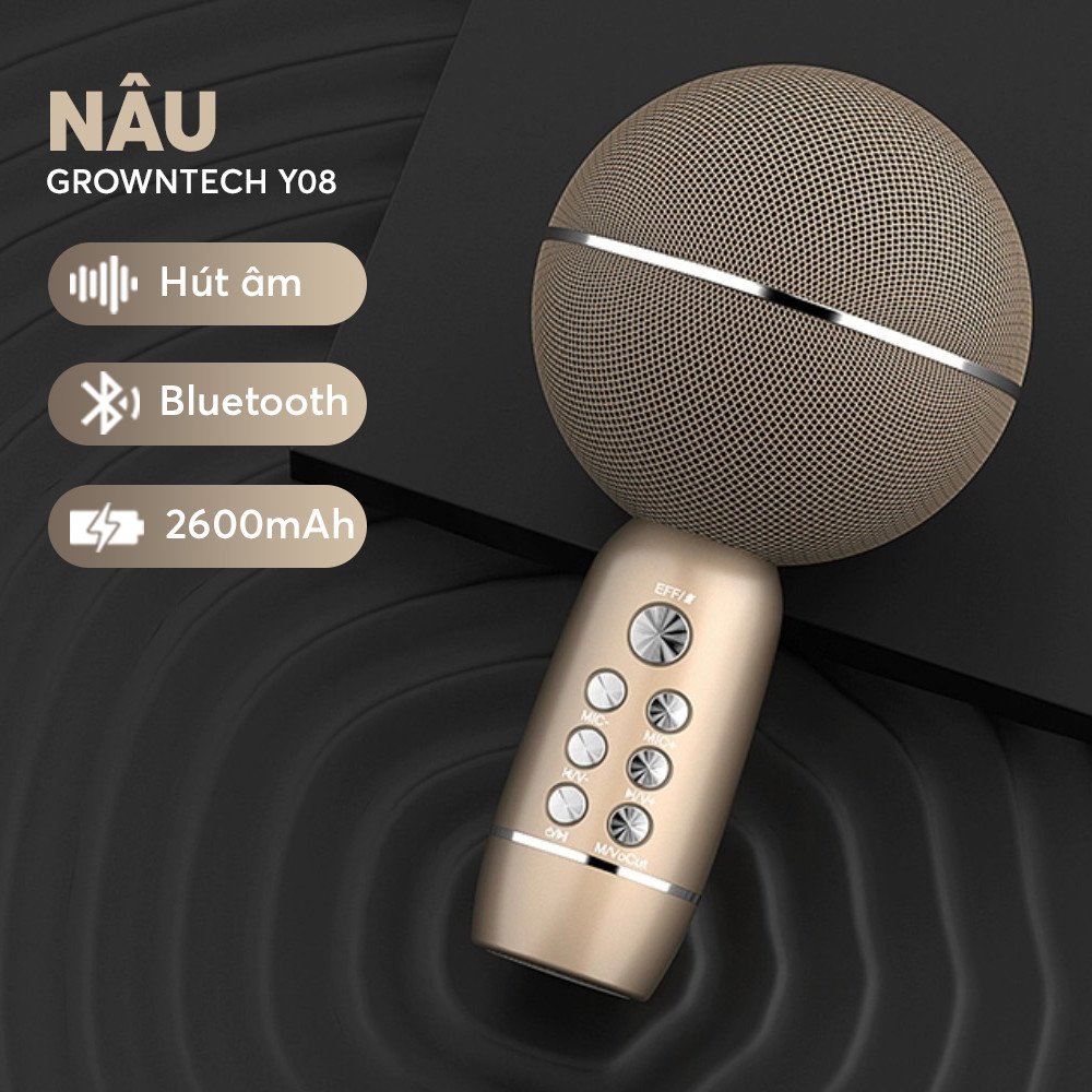 Micro bluetooth karaoke không dây GROWNTECH - YS 08, mic hát đa năng livestream, thu âm kiêm loa blutooth