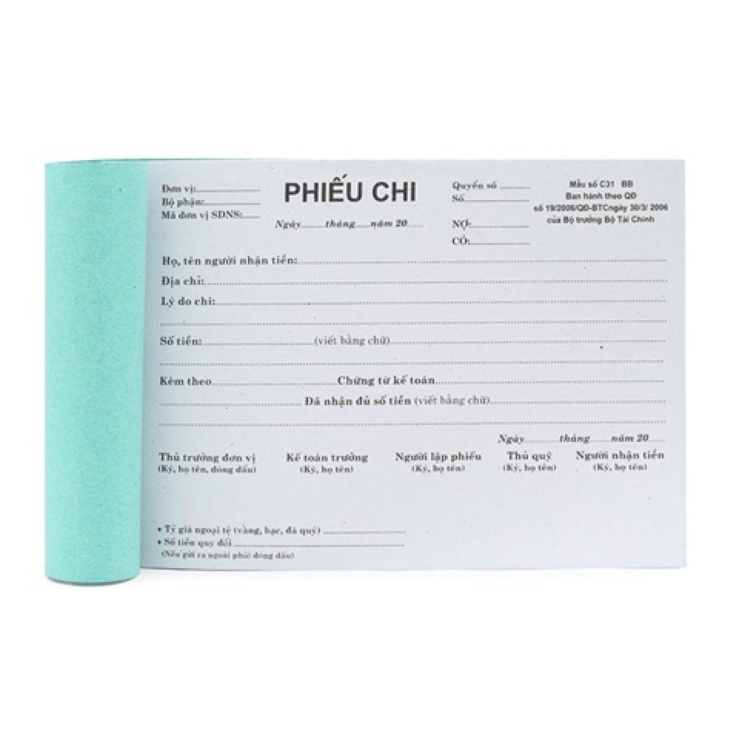 Phiếu thu , phiếu chi A5 1 liên loại thường (13x19cm) Combo 5 quyển