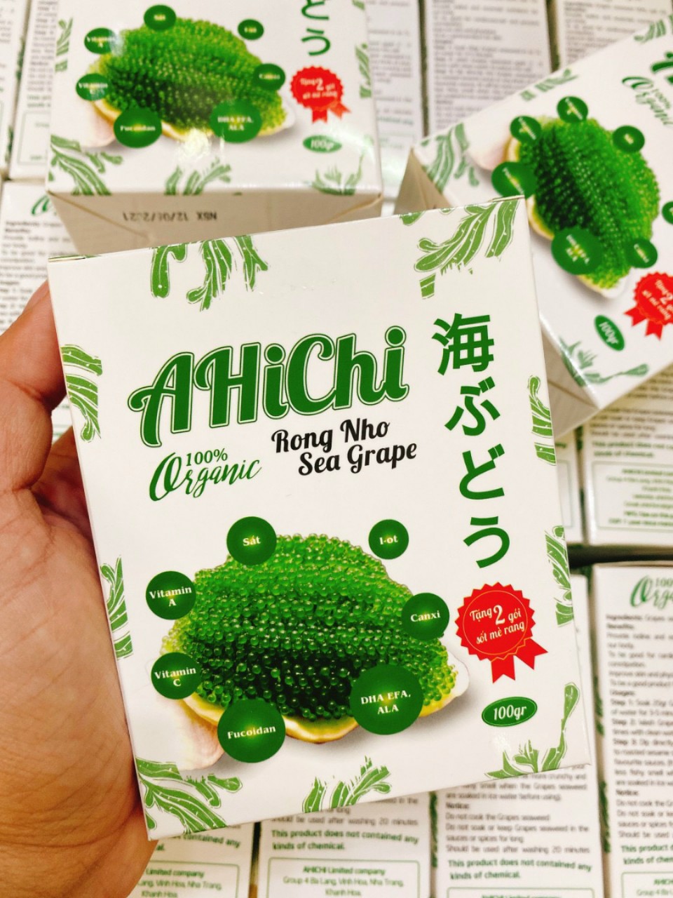 Rong nho biển ahichi tặng nước sốt mè rang
