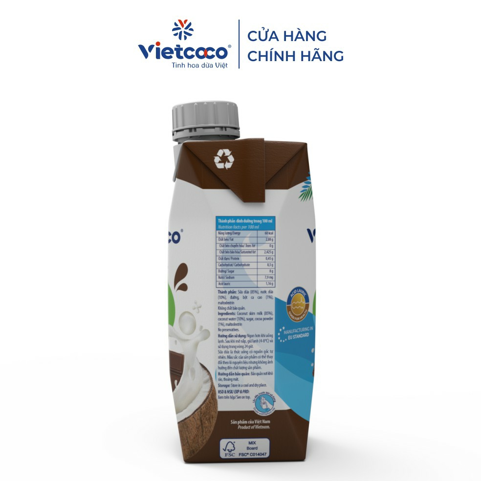 Sữa Dừa Socola Vietcoco Hộp 330ml