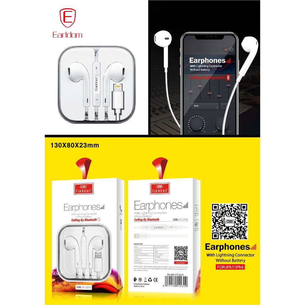 Tai nghe Bluetooth chân Lightning Earldom E21 chính hãng