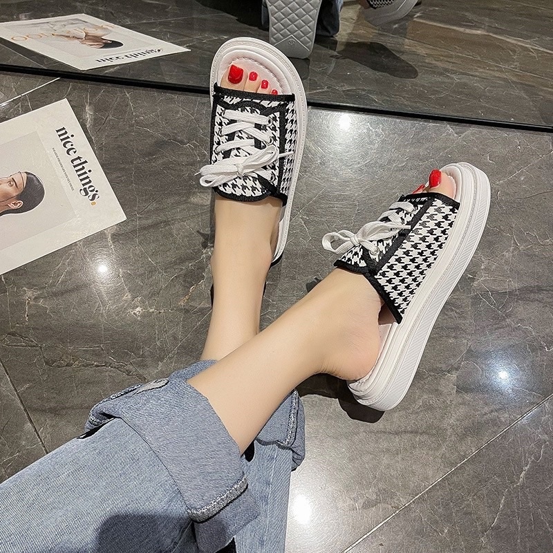 ┇✹  Dép Quai Ngang Buộc Dây 2 Màu