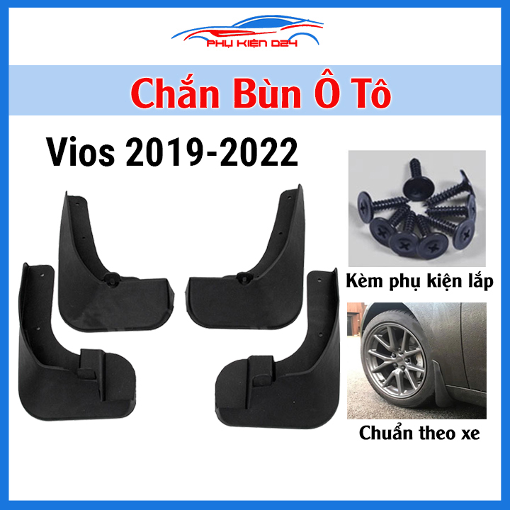 Ốp chắn bùn ô tô Vios 2019 2020 2021 2022 nhựa cao cấp kèm ốc bắt chống trầy, bảo vệ xe