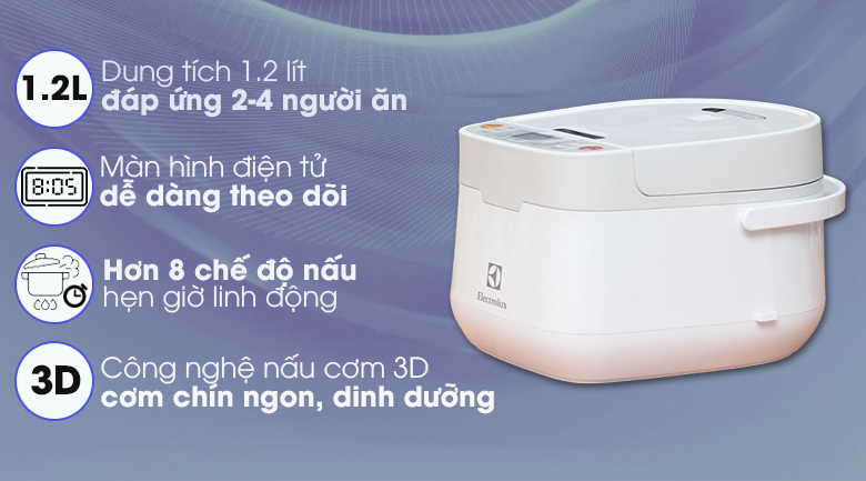 Nồi cơm điện tử Electrolux 1.2 lít ERC6503W