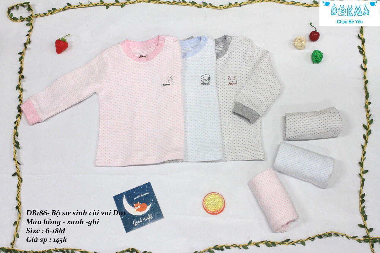 Bộ chấm bi dài tay nỉ Dokma (sz 6-18m) DB186