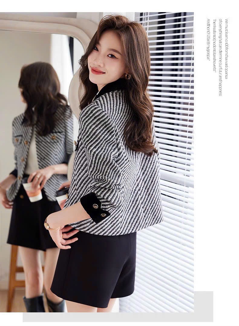 ÁO KHOÁC DẠ SỌC CỔ BẺ NĂNG ĐỘNG
