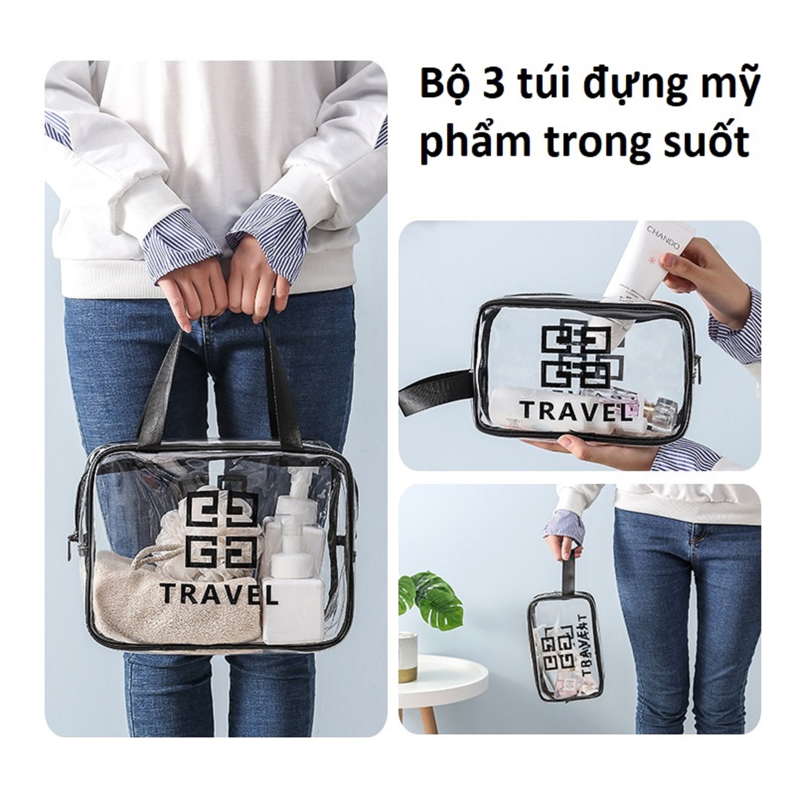 Set 3 túi trong đựng mỹ phẩm