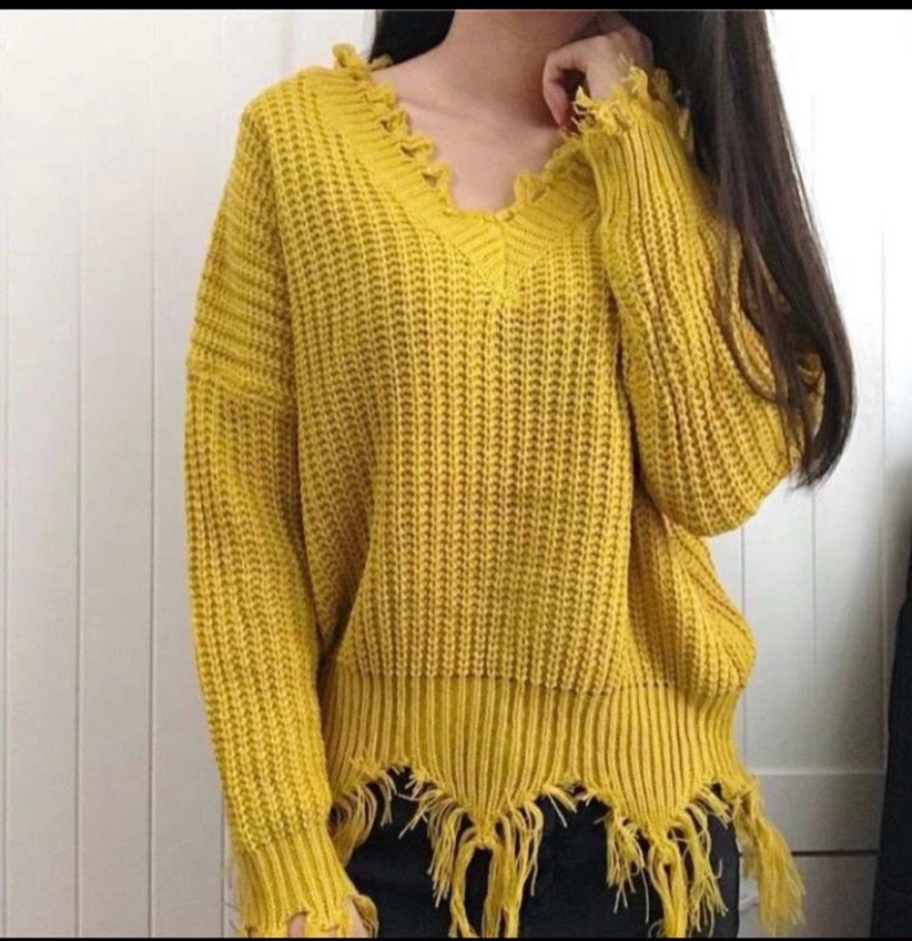 ÁO LEN CỔ TIM TUA LAI THU ĐÔNG