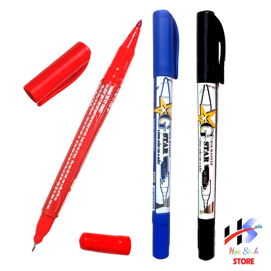 Combo 6/12 Bút Lông Dầu G-Star CD9905 2 Đầu – Mực Bền Màu, Viết Đa Năng (Không Xóa Được) - VPP No.1