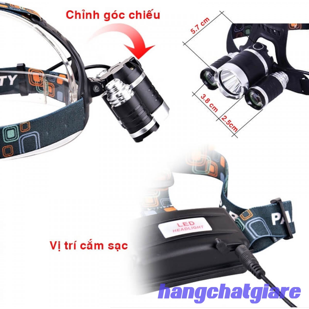 [HCM]Đèn Pin Đội Đầu Đèn Đeo Trán 3 Bóng LED Siêu sáng Siêu Bền.