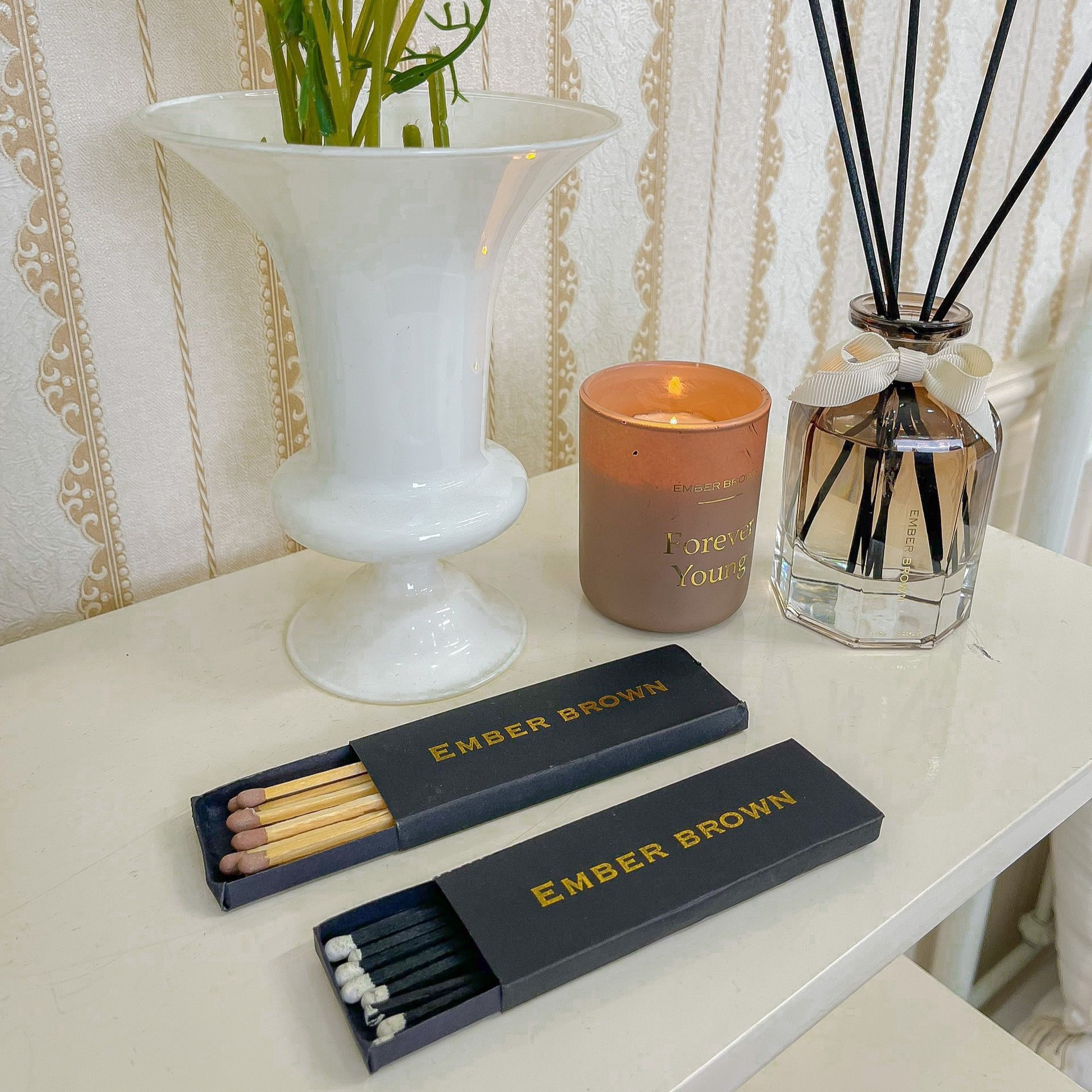 Ember Brown - Diêm Chuyên Dụng Đốt Nến Thơm Phụ Kiện Đốt Nến Thơm