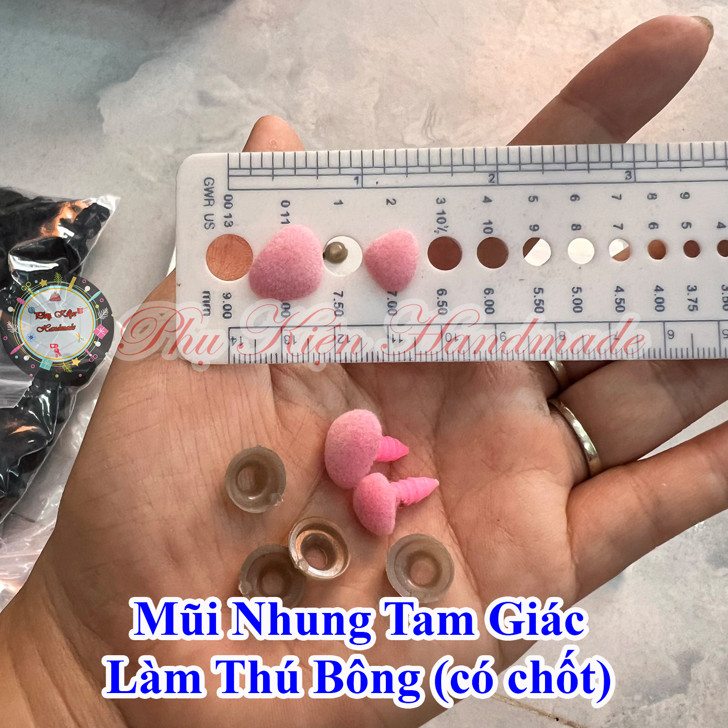 Mũi nhung tam giác làm thú bông (có chốt)