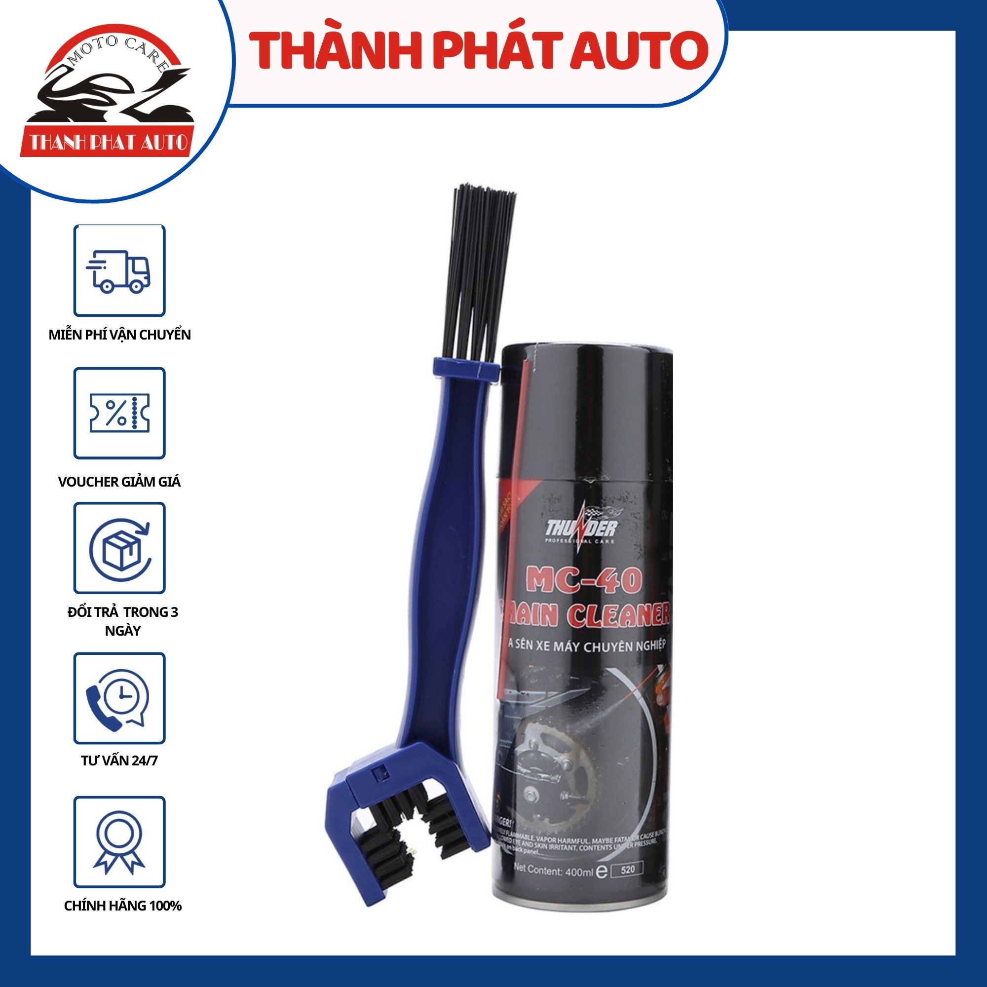 Dầu xịt vệ sinh sên MC-40 400ml và bàn chải vệ sinh sên chuyên nghiệp