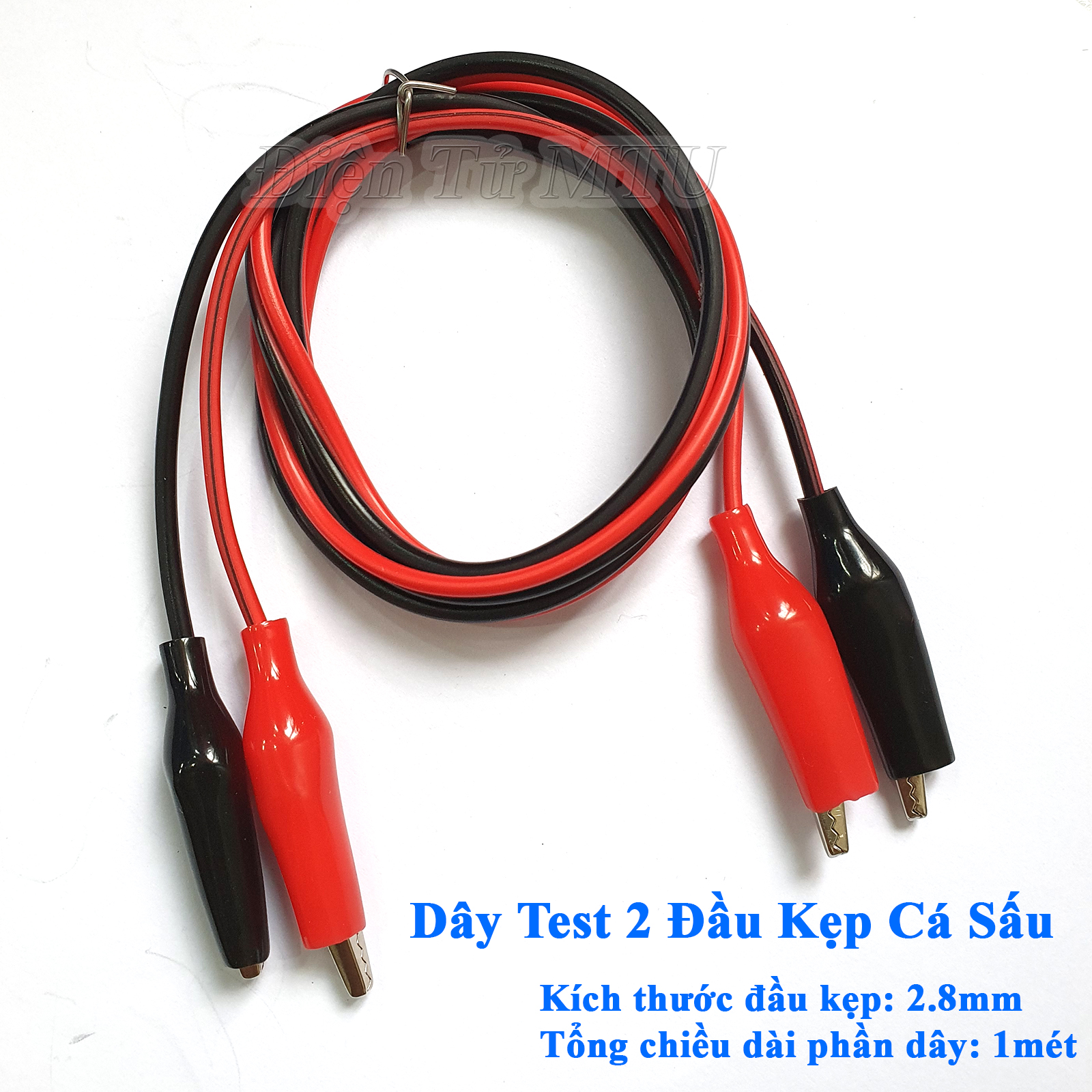 Dây Test Điện Tử 2 Đầu Kẹp Cá Sấu dài 1m (1 cặp dây đỏ & đen)