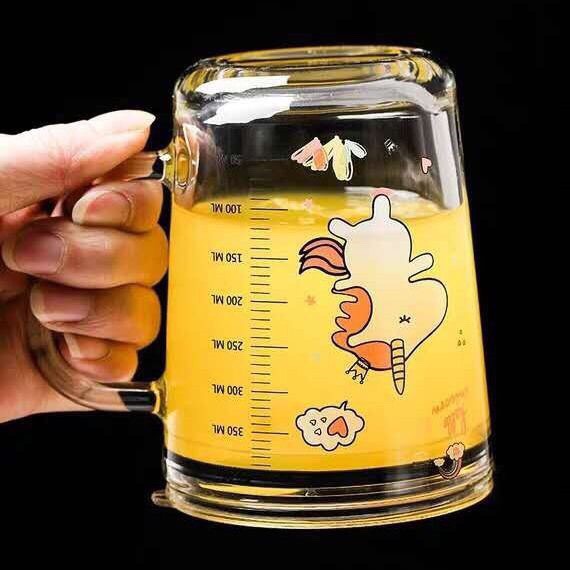 [XẢ KHO] Cốc pha sữa, cốc thủy tinh chịu nhiệt thủy tinh chia vạch có nắp và ống hút tiện lợi 400ml