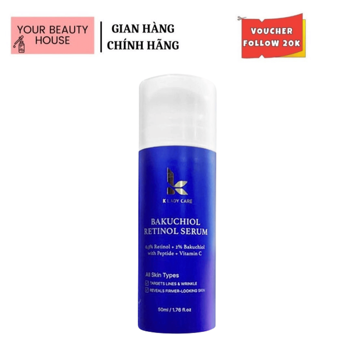 Tinh chất serum retinol bakuchiol 2% k lady care hàn quốc 50ml