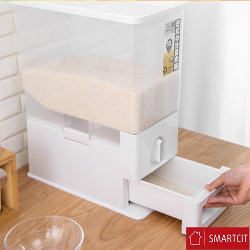 Thùng đựng gạo thông minh Tashuan 10kg nút vặn