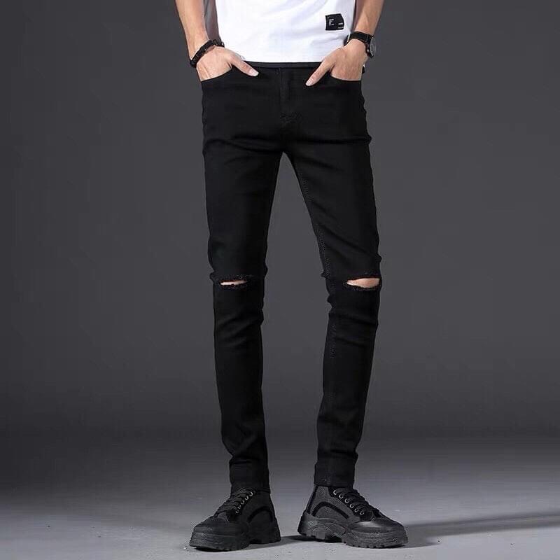 QUẦN JEAN NAM THỜI TRANG PHONG CÁCH CAO CẤP GIÁ RẺ ĐEN RÁCH 01 VIET FASHION QUẦN BÒ NAM CÓ SIZE ĐẠI 80KG