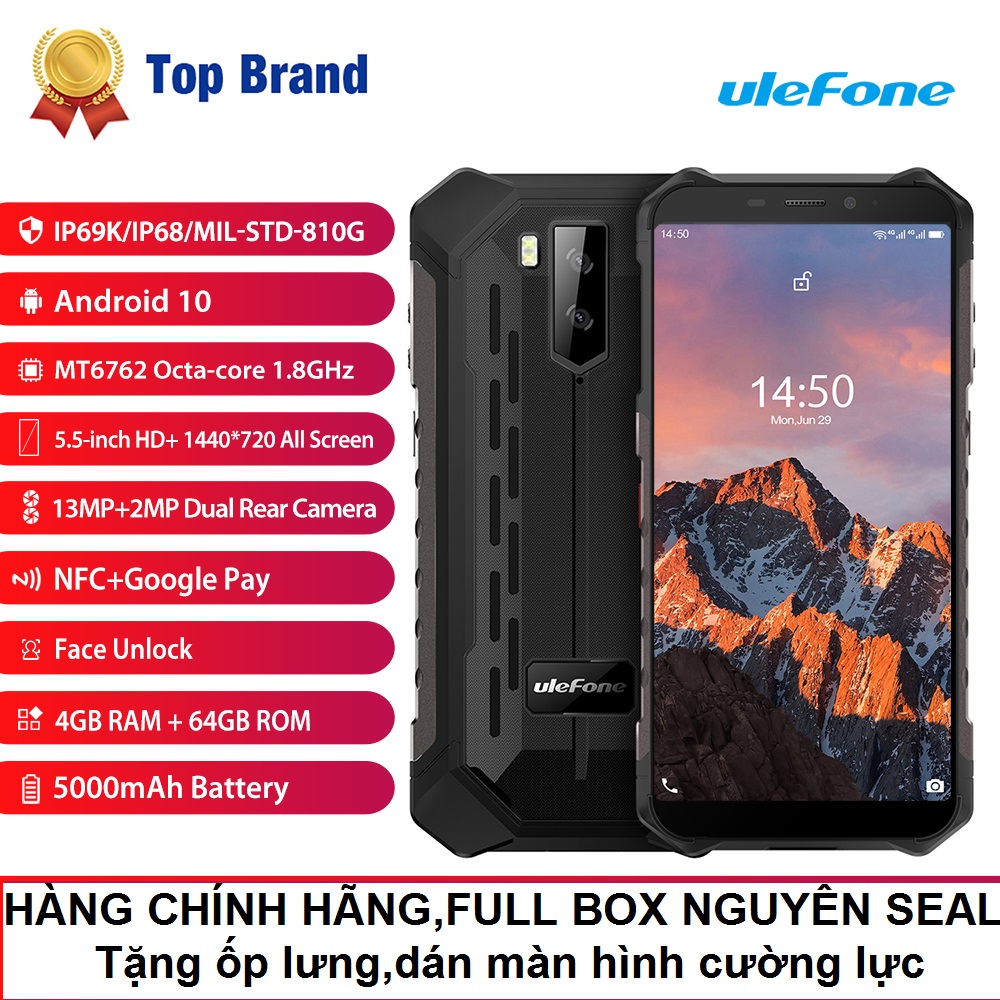 [HCM]Điện thoại Ulefone  Armor X5 Pro (chống nướcchống va đậpRam 4GBRom 64GbAndroid 10 )
