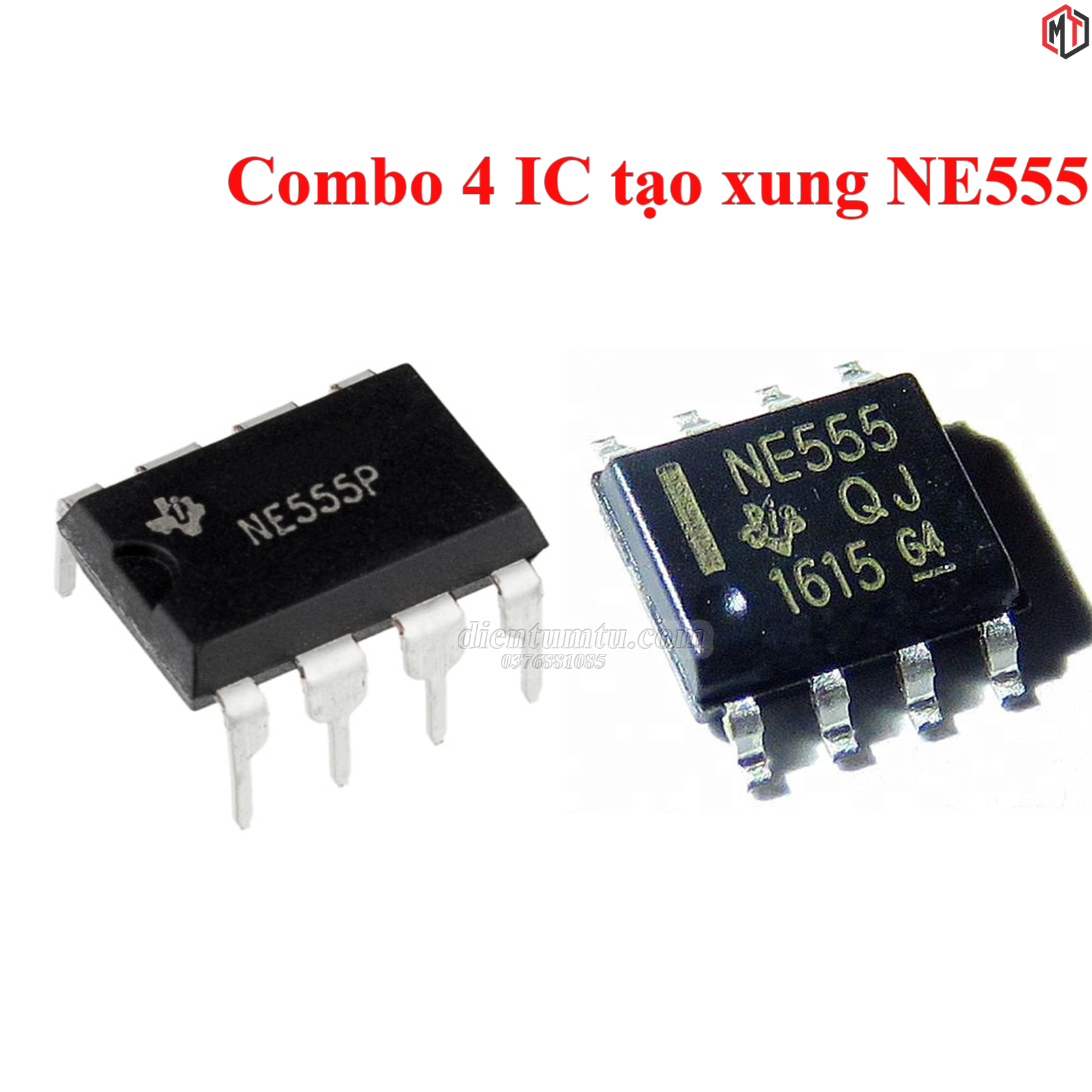 Combo 4 cái - ic tạo xung - tạo dao động - ne555 dip-8 sop-8