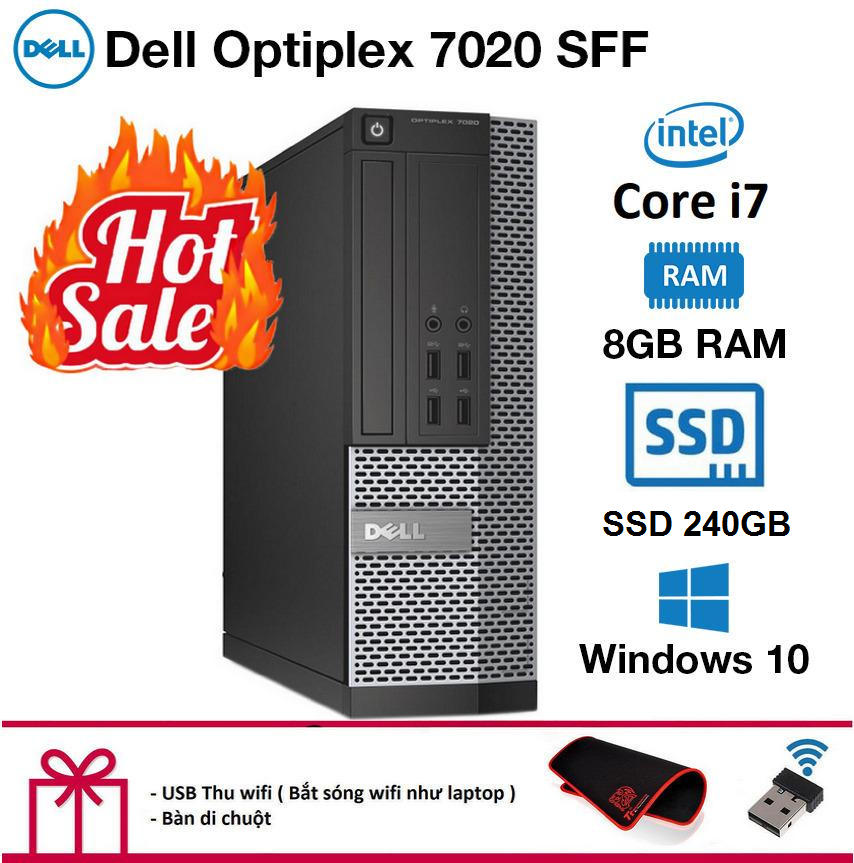 Trả góp 0%]Case Máy tính đồng bộ Dell Optiplex 7020 SFF CPU intel core i7  4770 Ram 8GB Ổ cứng SSD 240GB. Tặng Bàn Di Chuột và USB Thu Wifi. |  
