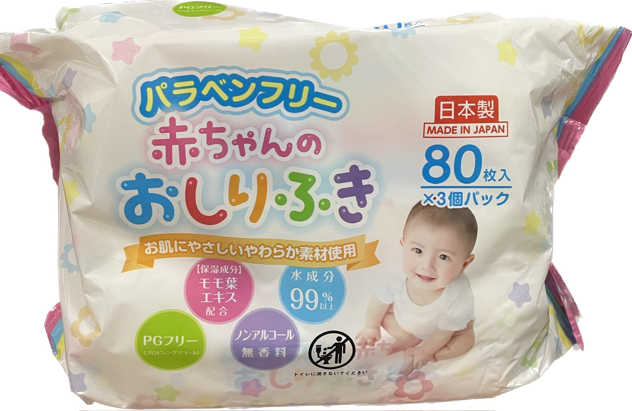 SET 3 GÓI KHĂN GIẤY ƯỚT CHO BÉ NHẬT BẢN (80 TỜ x 3)