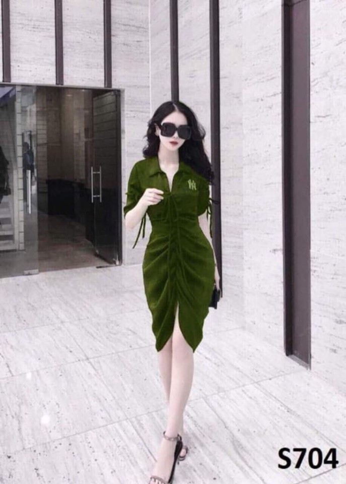 Đầm Nữ ( Váy Nữ ) Sơ Mi Rút Dây Kiểu Cách Thời Trang Bambo
