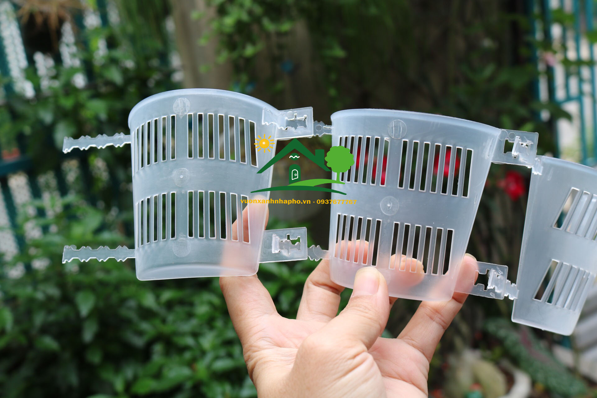 50/100 Chậu nhựa trong áp thân cây chuyên trồng lan thòng lan rừng các loại cây rễ bám