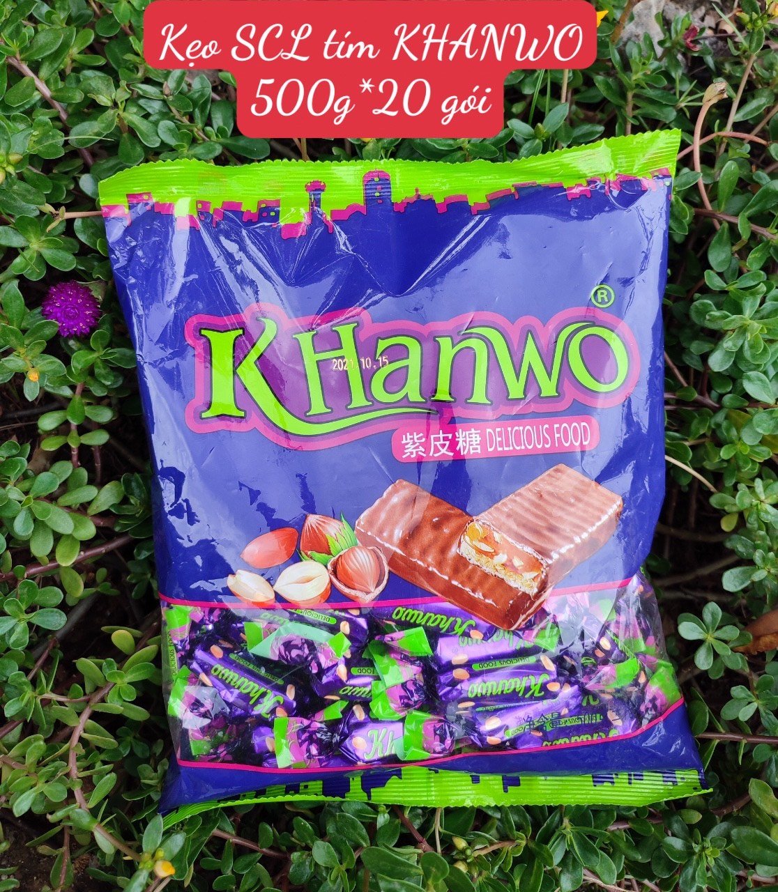 [ Siêu ngon  ] Combo 500g Kẹo Tím Socola Hạnh Nhân Khanwo