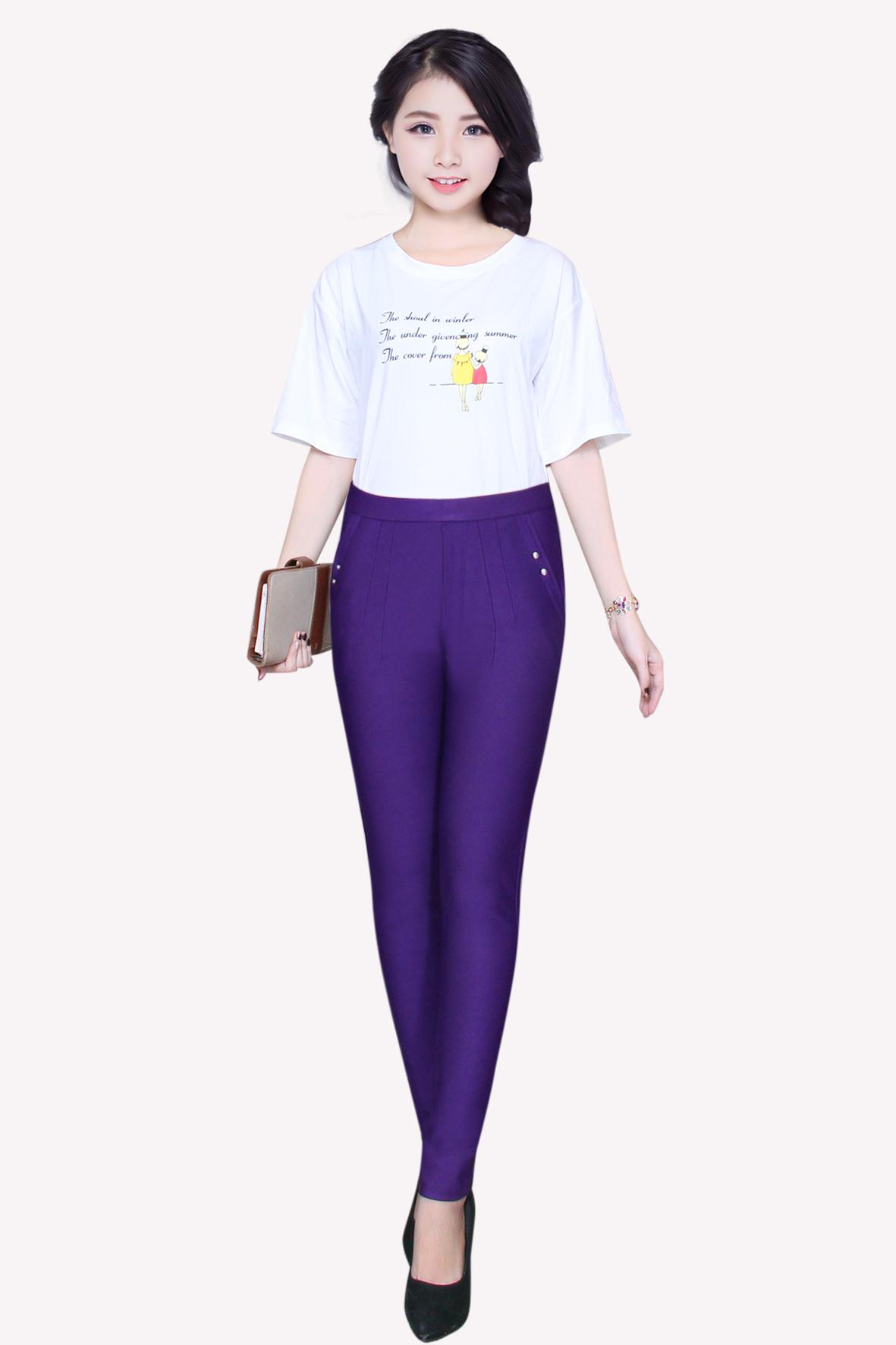 Quần Dài Nữ Lưng Chum Thun Cotton Co Giản 4 Chiều Thd06(lưng tròn 2 nút đá)