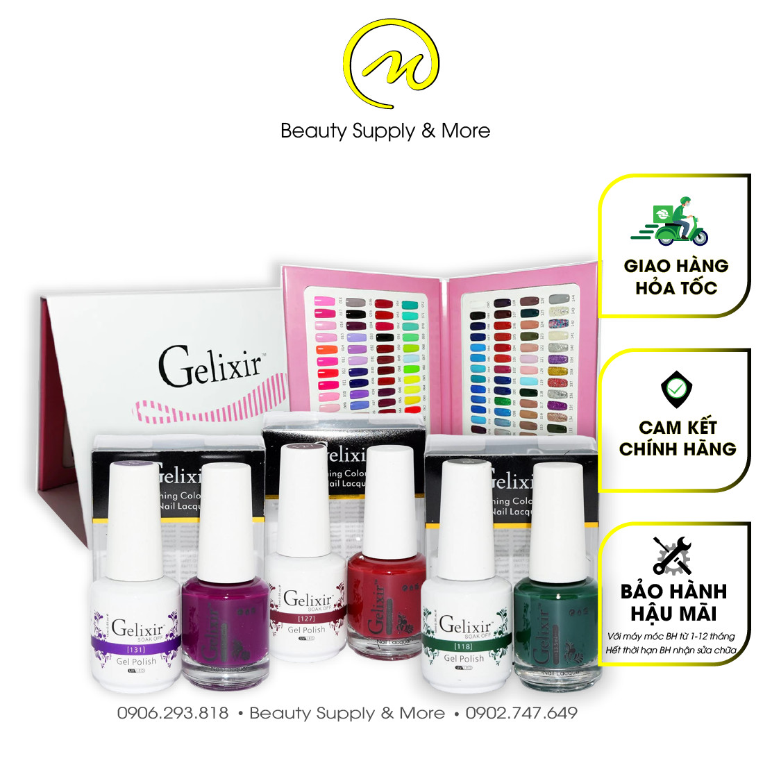 SƠN MÓNG TAY GELIXIR MỸ - BÁN THEO SET (Gồm 1 chai gel và 1 chai thường)