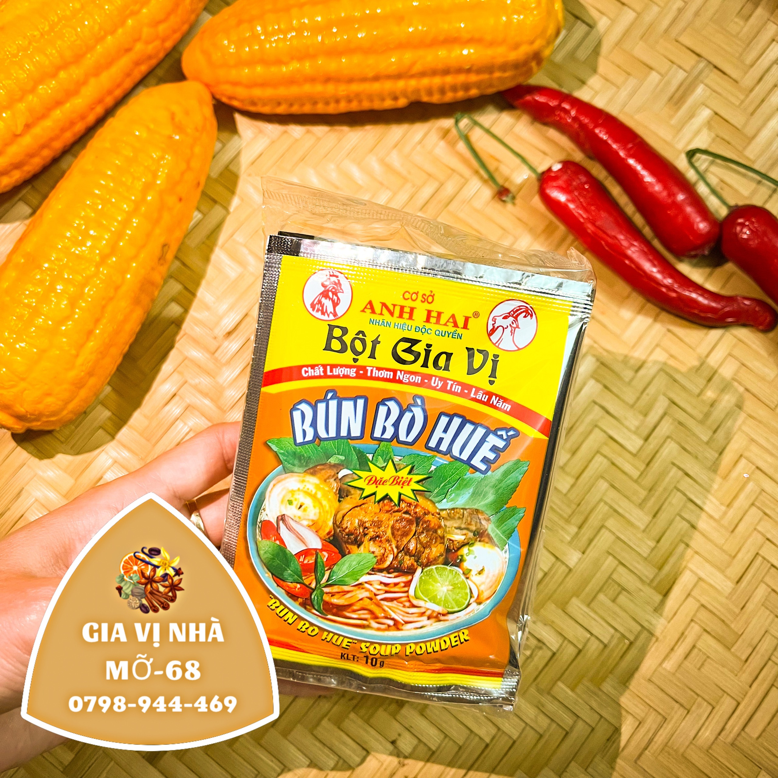 Bột gia vị nấu bún bò huế hiệu anh hai -gói 10gr