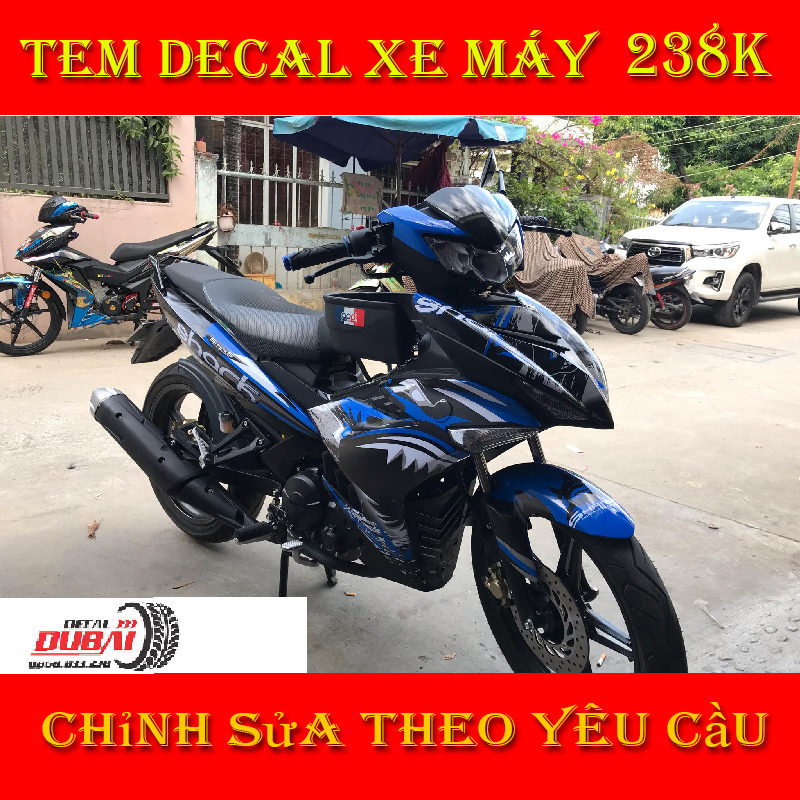 Tem Trùm Dán Xe Exciter 150 Cá Mập Xanh Đen