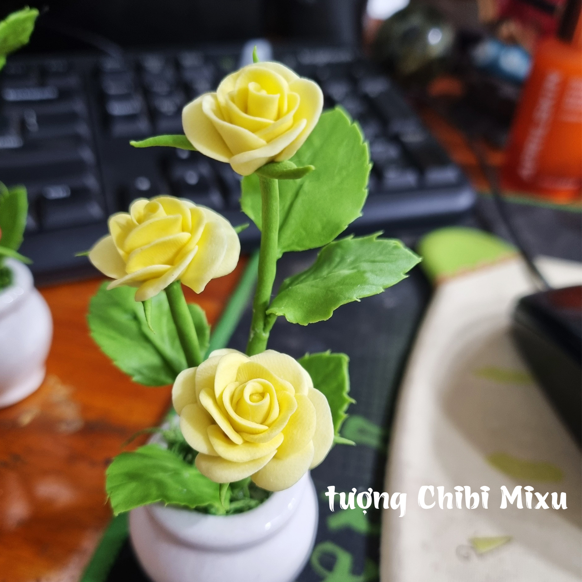 Họa Tiết Hoa Hồng Nổi Bật - Đất Sét Nghệ Thuật Nhật Bản Đỏ/Hồng/Hoa Trang Trí Đĩa Tạo Trang Trí