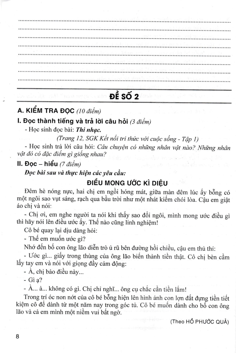 BỘ ĐỀ KIỂM TRA MÔN TIẾNG VIỆT LỚP 4 - TẬP 1 (DÙNG KÈM SGK KẾT NỐI TRI THỨC VỚI CUỘC SỐNG)