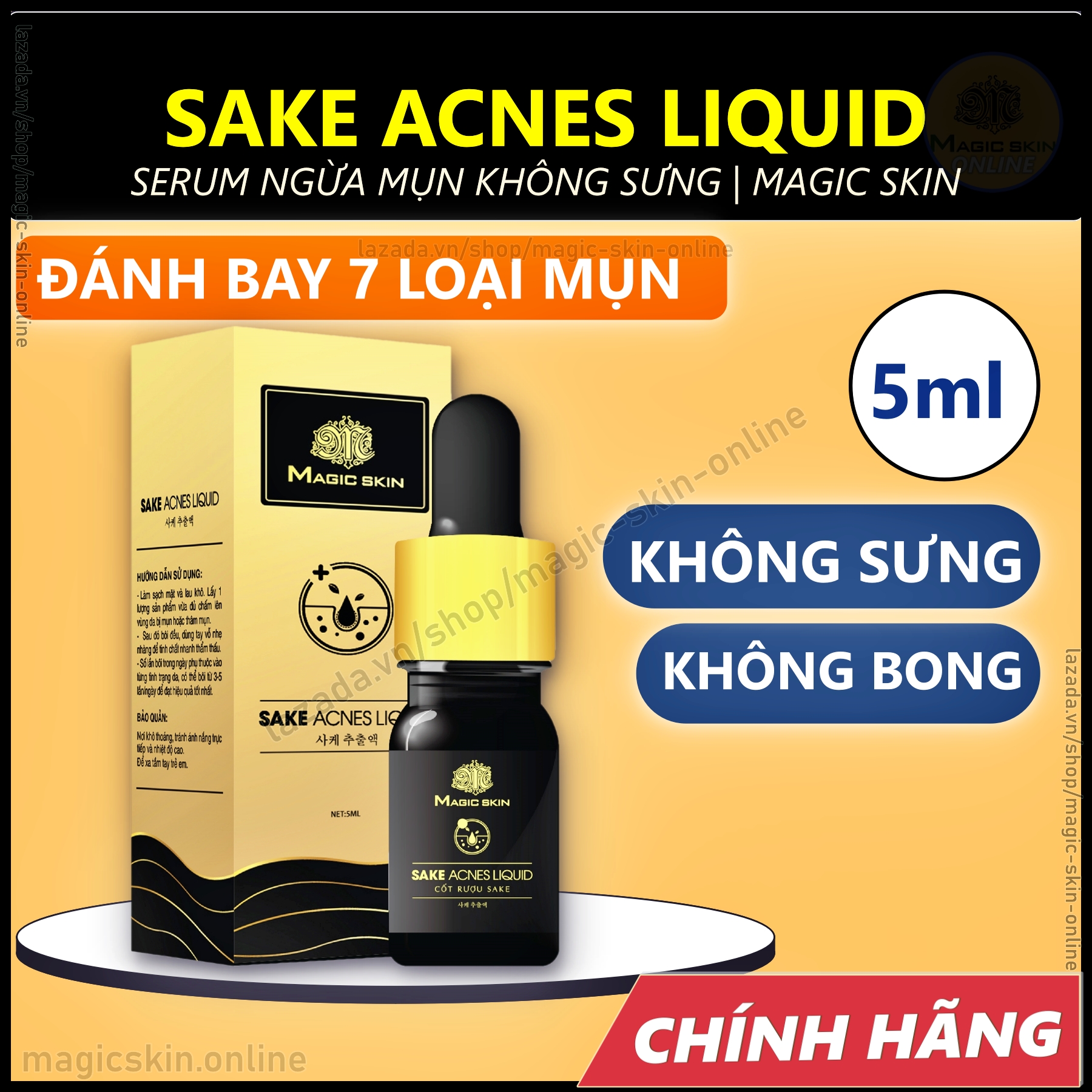 Serum Ngừa mụn KHÔNG SƯNG Sake Acnes Liquid SẠCH MỤN MỜ THÂM DƯỠNG DA
